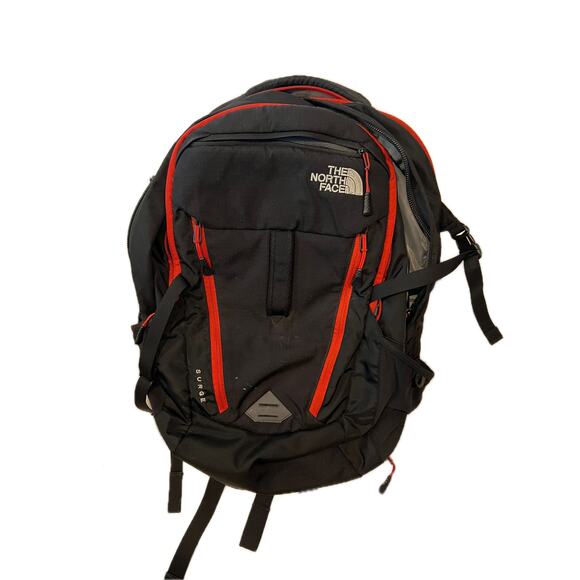 The North Face Surge Black Red Backpack
